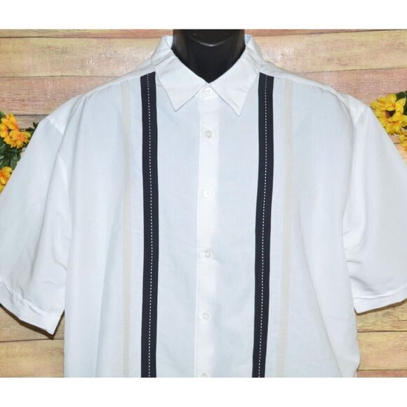 Cubavera Men's White Guayabera Short Sleeve Button Front Shirt Size XXL Casual - Picture 2 of 6